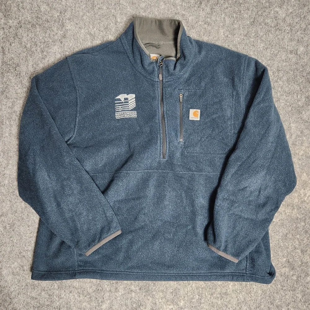 Carhartt Fleece Sweater Men‎ 2XL XXL Blue Dalton Half Zip Long Sleeve Workwear